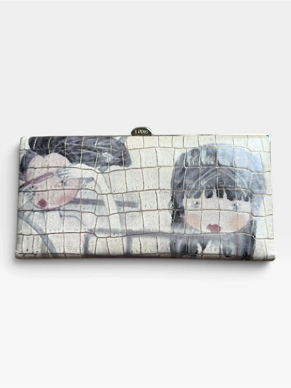 Lodis Leather Frame Clutch Wallet Featuring a  Unique Watercolor Illustration